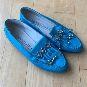 DONALD J PLINER Vintage Teal Loafer with Silver Charms
